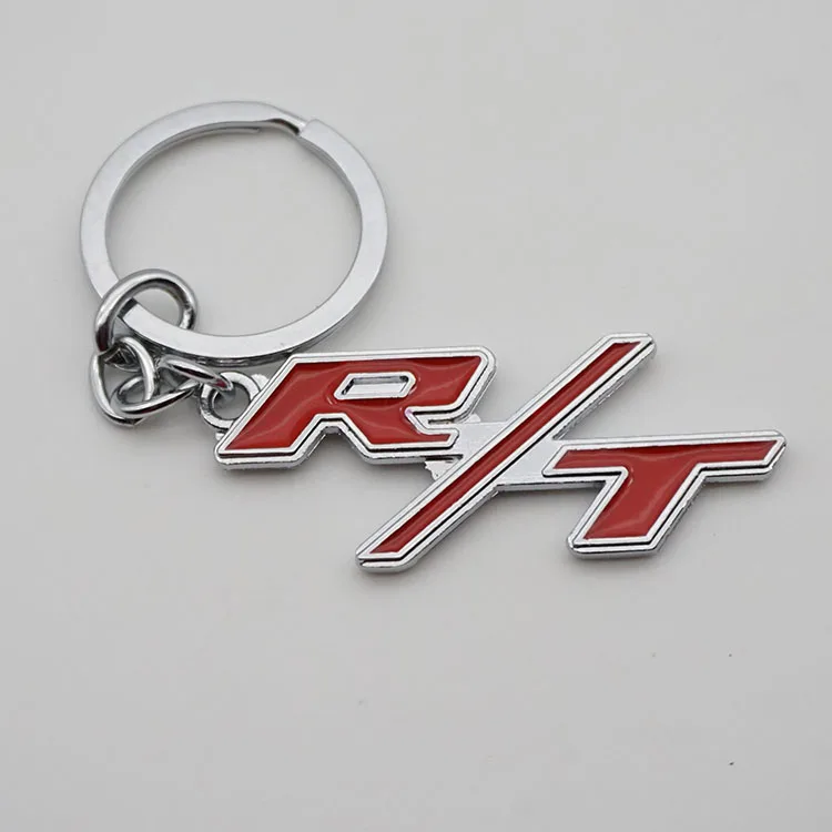 1pc Black Silver R/T Keychain Key Chain Decorations Chrome Metal RT Key