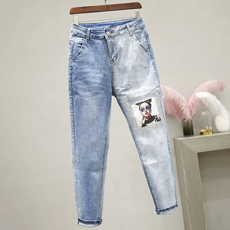 

Ankle Length Boyfriend Jeans Women Summer Ripped Jeans Destroyed Ankle Length Vintage High Street Patchwork Pants