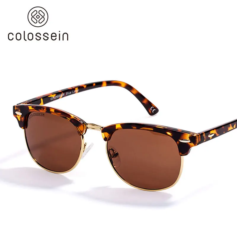 COLOSSEIN поляризованные круглые солнцезащитные очки для мужчин классическая мода ретро серый красный цвет Стильные металлические солнцезащитные очки UV400 - Цвет линз: 03