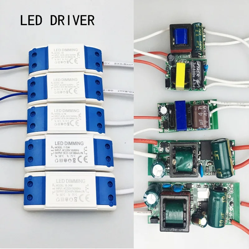 

LED Driver Constant Current 3/7/12/18/24W Transformer Bare Board 85V-265V Dimmable/Not Adapter for LED lamp Lot