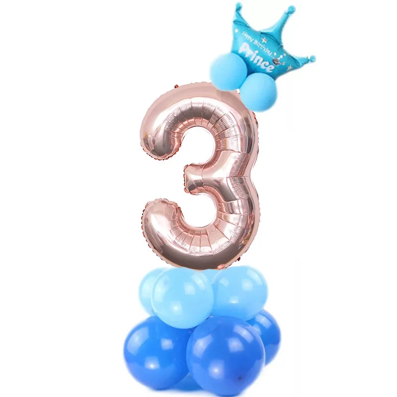 15 шт./лот, фольгированные шары с цифрами, воздушные шары для дня рождения, Детские воздушные шары для дня рождения, праздничные вечерние украшения - Цвет: blue3