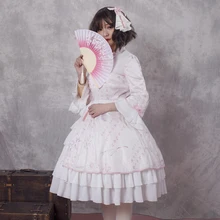 Sweet Lolita Dress Tea Party Outfit Halloween Costumes For Women Half Sleeves Peter Pan Pink JSK Chinese Style Loli Plus Size Sweet Lolita Dress Tea Party Outfit Halloween Costumes For Women Half Sleeves Peter Pan Pink JSK Chinese Style Loli Plus Size