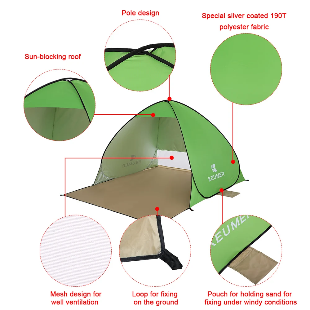 KEUMER всплывающий открытый пляжный тент Кемпинг Рыбалка автоматический тент палатки Корабль из России открытый мгновенный анти УФ Солнцезащитный навес 2 человека
