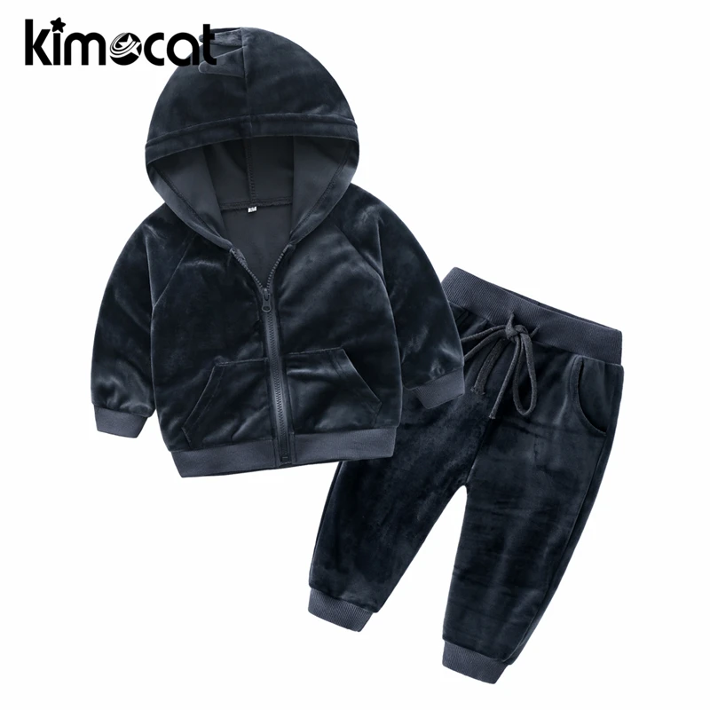 

Kimocat Spring Autumn Toddler Kids Boys Clothing Casual Infant Boy Children's Silver Fox Velvet Dinosaur Hat Suit Warm Sets