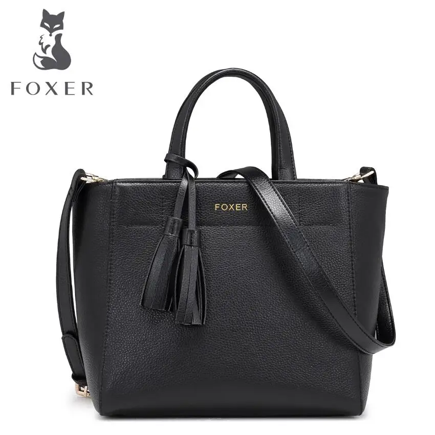 FOXER New designers women leather bag famous brands fashion wings women tote handbags shoulder messenger cowhide bag
