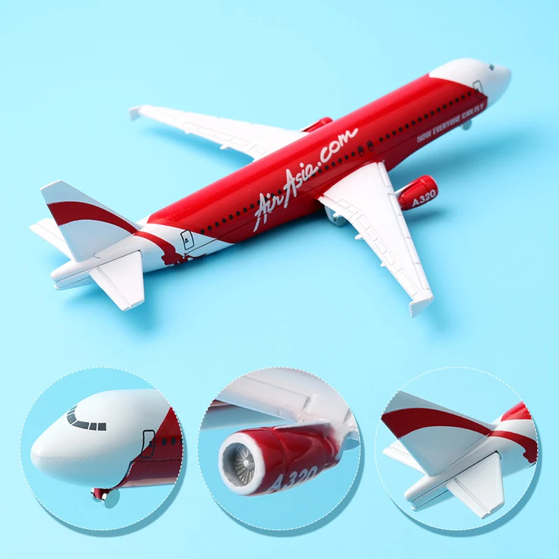 16 см сплав Air Asia Airbus 320 A320 модель самолета Модель w подставка для детей подарок на