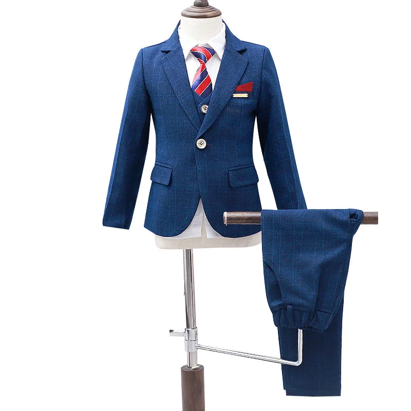 

Flower Boys Formal Blazer Suit Kids Wedding Jacket Vest Pants Clothing Set Children Prom Groom Costume Piano Performance Dress