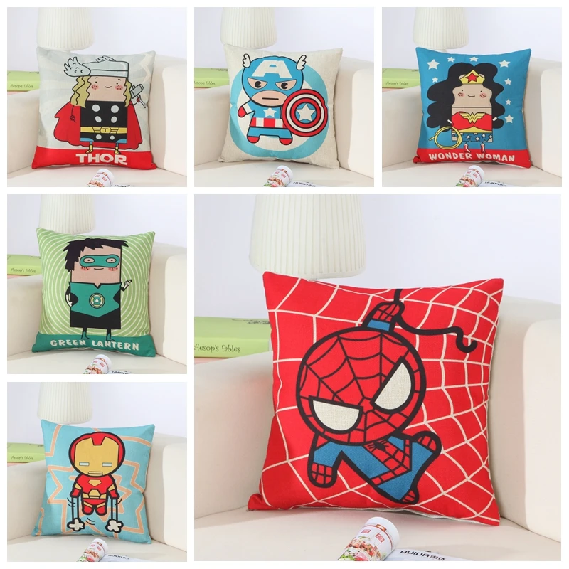 

Cartoon Superman Marvel Hero Pillow Cover Office Bedside Cushion Home Decor