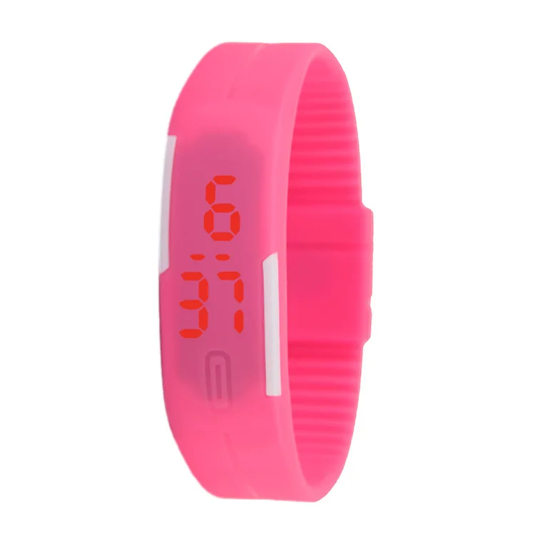 Простой светодиодный цифровые мужские часы relojes hombre повседневные силиконовые спортивные часы для мужчин montre hommes relogio masculino esportivo - Цвет: pink