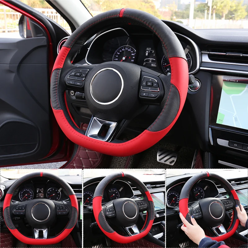 Автомобиль Искусственная кожа рулевое колесо заглушка автомобильного колпака для MG6-настоящее рулевое колесо крышка внутренний декоративные аксессуары для автомобиля