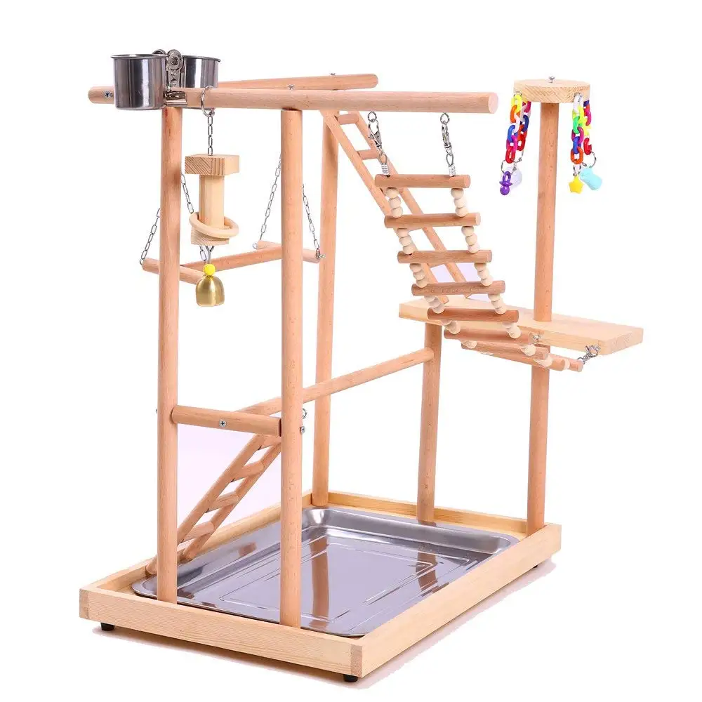 Picture of Bird Perch Nest Play Stand Gym for Parrots - Swing Bridge, Wood ...