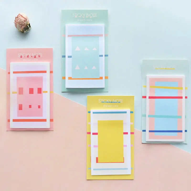 

4 pcs Striped color sticky note 30 sheets self-adhesive memo pad Post diary planner stickers Office School supplies A6117