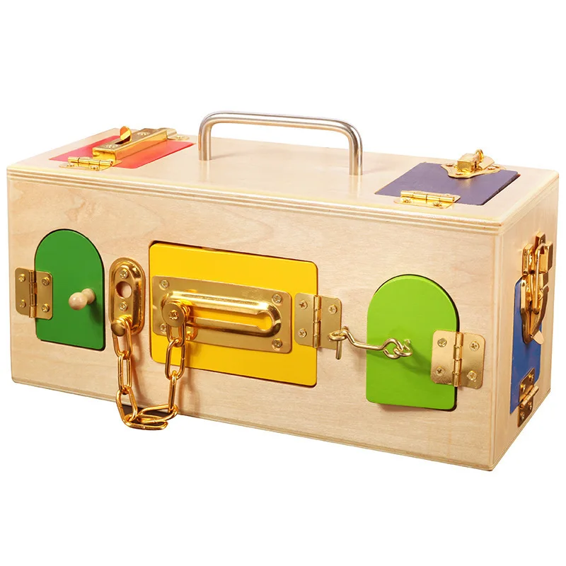 Деревянный ящик для инструментов для раннего образования, игровая коробка для детей, разблокировка игрушек, развивающая и развивающая игрушка, разблокировка пряжки, развивающие игрушки - Цвет: Lock Case