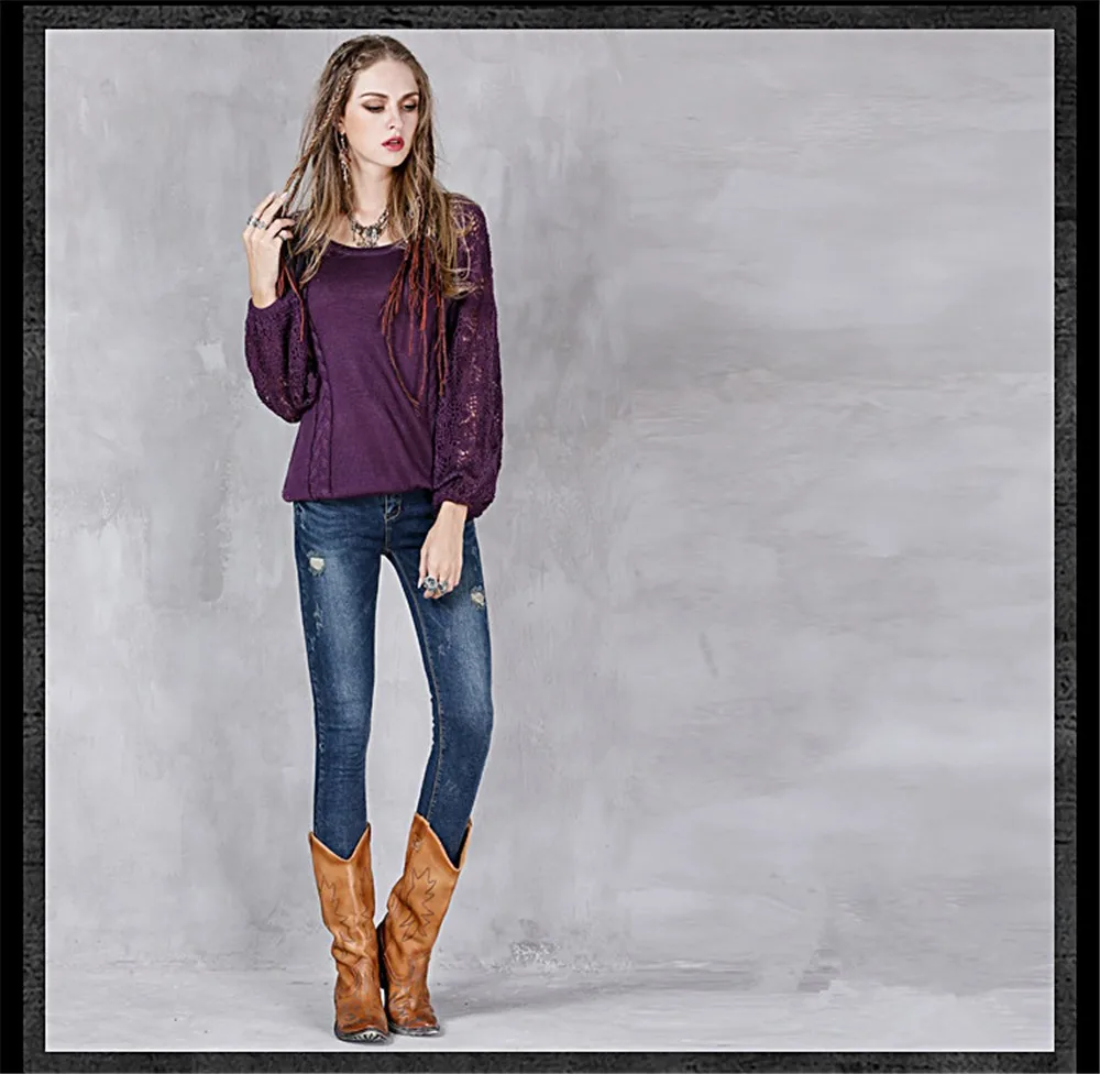 Vintage women autumn Sweater 2016 high quality cotton wool hollow out lantern sleeve SWEATER pullover O-neck Sweaters women (8)