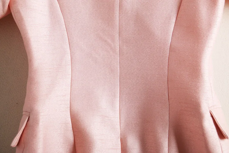 Модные осенние пиджак костюм женский нагрудные с длинным рукавом розовая куртка шорты 2 шт. Для женщин комплекты одежды