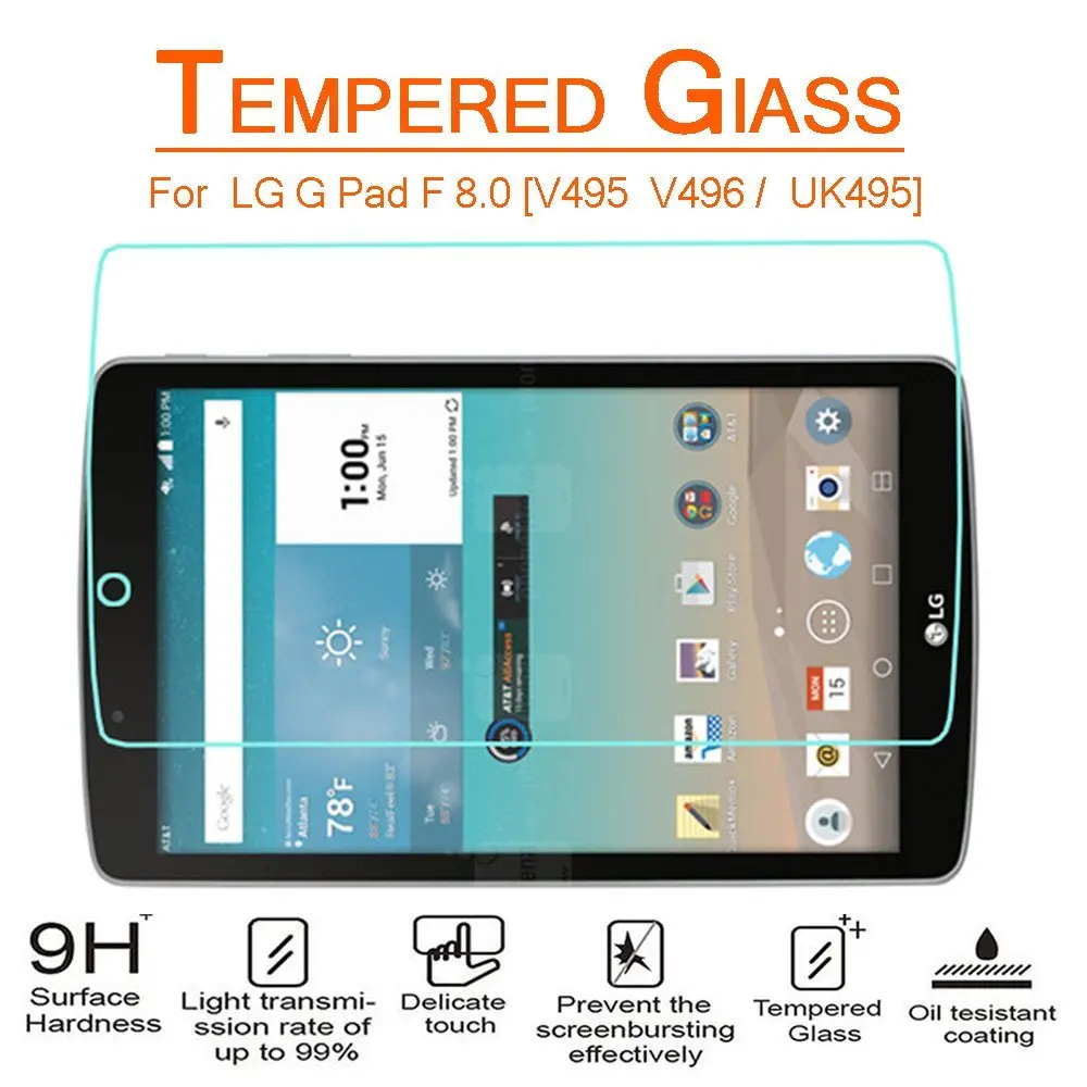 New Premium Real Tempered Glass Film Screen Protector For LG G pad f 8.0 V495 