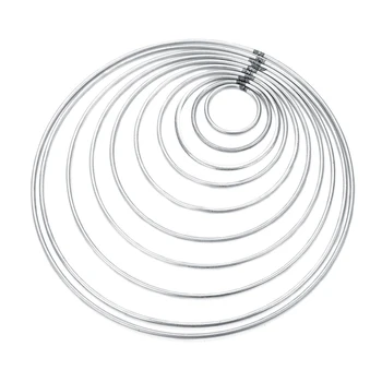 

10pcs 35-200mm Dream Catcher Circle Rings Silver Color Iron Blank Round Circles Connector for creating a DreamCatcher Findings