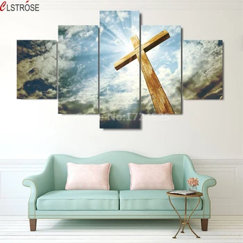 

CLSTROSE No Framed 5 Pieces Art Canvas Prints Christians Are Heaven Cuadros Decoracion Modern Home Decor Pictures In Cheap Price