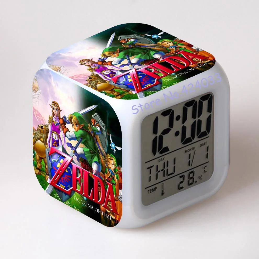 Zelda цифровые часы квадратные ccolor изменение despertador Часы светодиодный Будильник в
