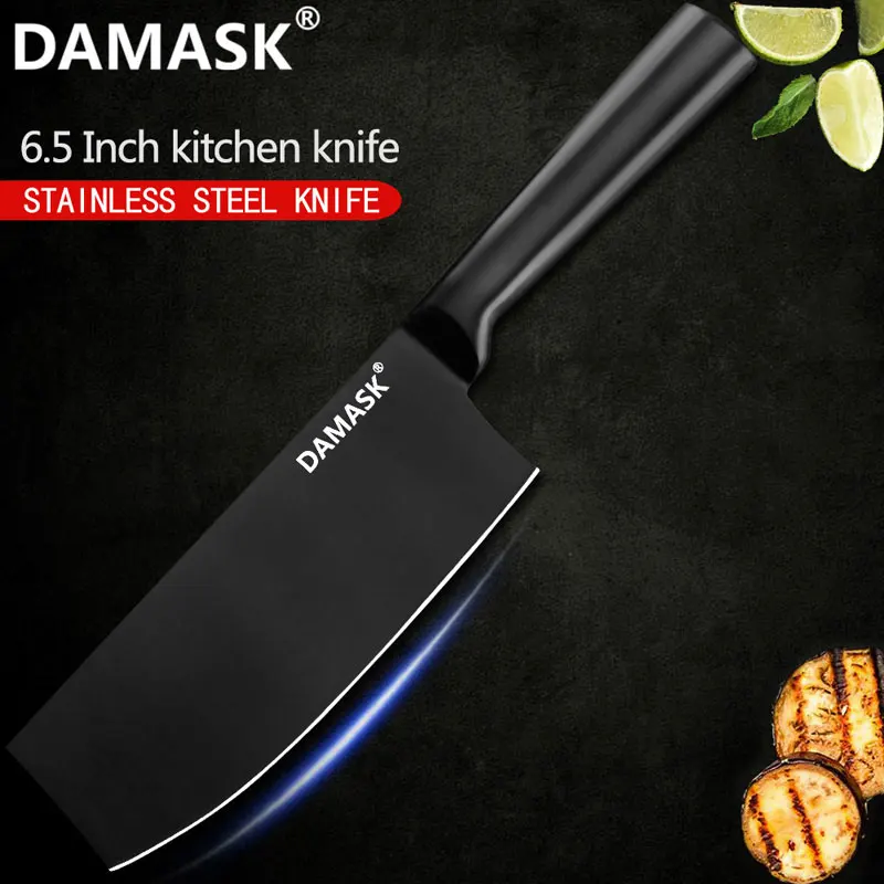 Дамасский 4Cr14mov нож из нержавеющей стали Santoku разделочный нож Nakiri универсальный кухонный нож шеф-повара многофункциональные аксессуары для приготовления пищи - Цвет: D 6.5 inch Nakiri