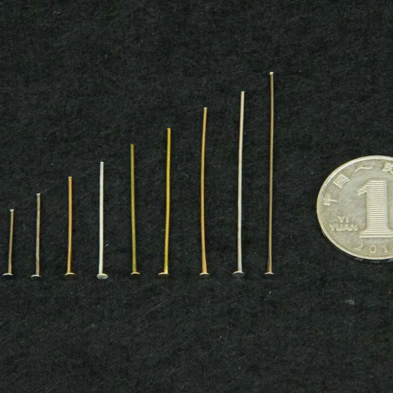 

1 Pack Metal Flat Head Pins Gold Silver Antique Bronze Color 16 20 24 28 32 35 40 45 50mm Nail Headpin for DIY Beading Jewelry