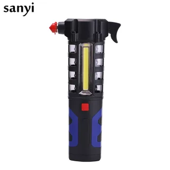 

Blue Multi-function Emergency Flashlight 1*COB+16*LED Flashlight 3 Modes Torch for Car Emergency Use 3*AA White/Red Light