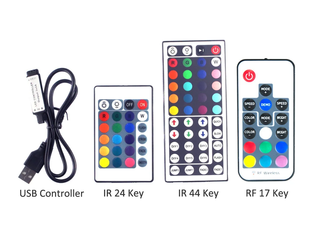 Светодиодный контроллер USB 5 в мини 3 17 44 24 ключ IR RF RGB удаленный беспроводной контроллер Инфракрасный для 5050 3528 RGB светодиодный светильник