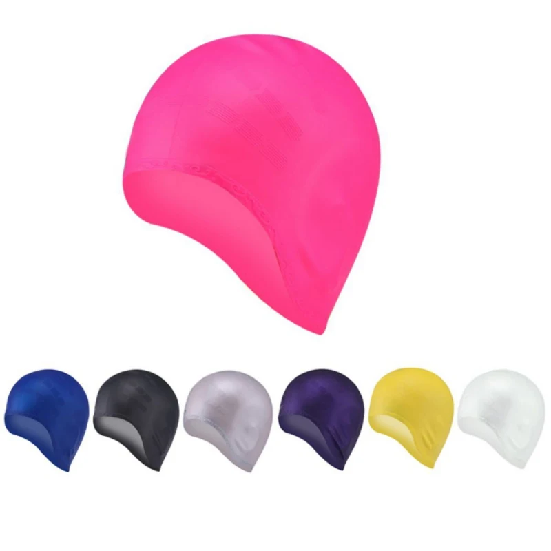

Women Men Children Kids Swim Pool Water Sport Waterproof Silicone Diving Swimming Cap Long Hair Protection Ear Cup Swim Caps Hat