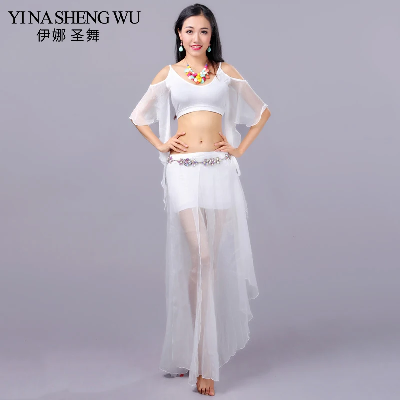 Fashion Dancewear Belly Dance Clothing Women Dance Sexy Outfits Dress Belly Dance Performance Set Milk Silk Top+Skirt+Hip scarf