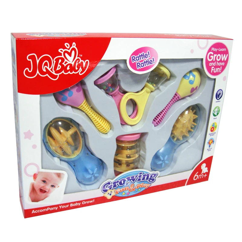 Baby Toy Rattles Bell Musical Hand Shaking Dumbells Early Development Toys 0-12M