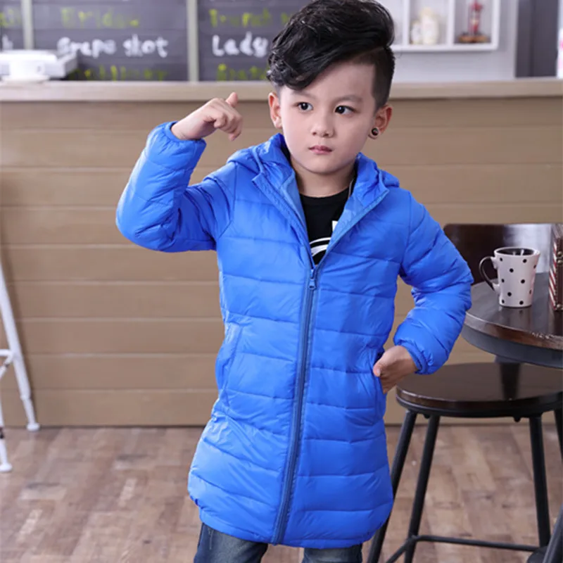 

JKP Winter children's lightweight lightweight hooded down jacket big children's long coat boys and girls's suit jacket MF-335