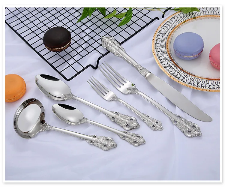 

1pcs Luxury Christmas Cutlery Wedding Dinnerware set Stainless steel Silverware Silver Dinner set Knife Fork and Spoon Dessert