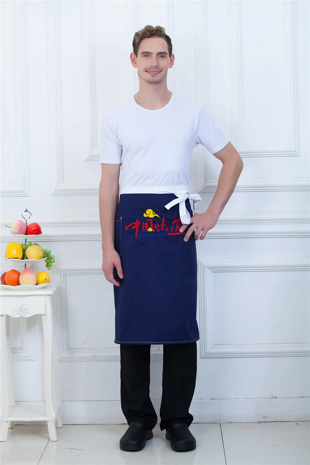 Новое поступление китайский стиль вышивка полуфартук еда обслуживание ресторан кухня шеф-повара домашняя готовка Рабочая одежда