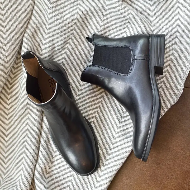 Cena BeauToday chelsea boots kobiety oryginalna skóra cielęca Plus rozmiar jesień zima moda marka buty do kostki Handmade 03025