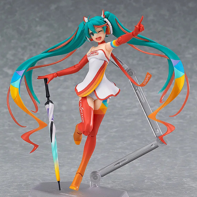 

14cm Anime Action Figure VOCALOID Hatsune Miku Figma SP-078 Racing Miku 2016 Ver PVC Model Decoration Cosplay Collection Doll