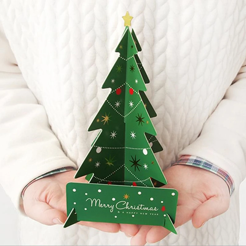 DoreenBeads 18,5x13,8 см Креативные 3D открытки на рождественскую елку, подарки на Рождество, открытка на Рождество, подарок на год, зеленый/красный