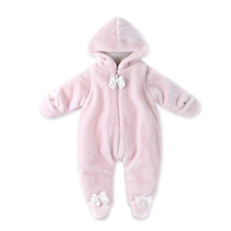 

Warm and Soft Newborn Baby Winter Rompers Hooded Newbom Clothes 100% Cotton Pink Jumpsuit Kids 3-12 Months