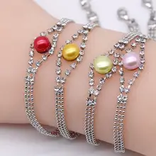 Красивые жемчужные браслеты красочные braclet серебряный браслет радужные цвета пресноводного жемчуга цена N75