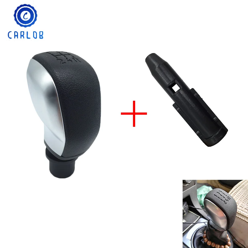 CARLOB Manual Gear Shift Knob Stick + Lever Adapter For Peugeot 206 301