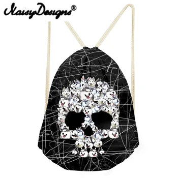 

NOISYDESIGNS Cool Punk Skull Printing men's Drawstring Backpack Tote String Shoulder for Teenagers Boys Harajuku bags Mochila