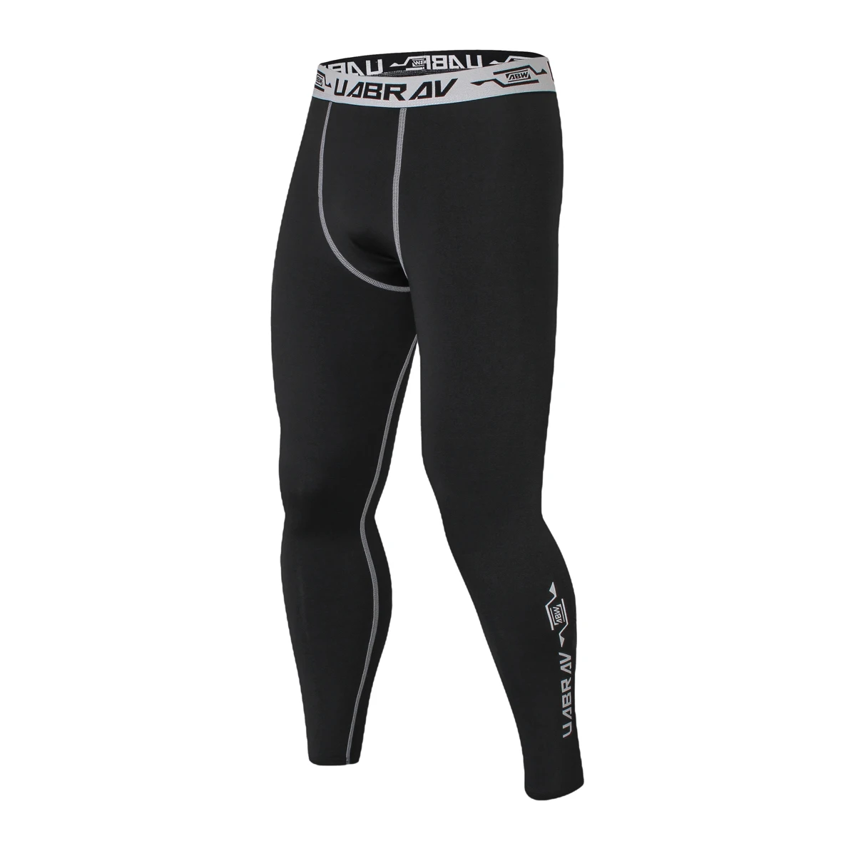 UABRAV Pro быстросохнущие мужские компрессионные штаны, колготки для бега, Спортивные Леггинсы, одежда для фитнеса, тренажерного зала, баскетбольные штаны, базовый слой - Цвет: Black