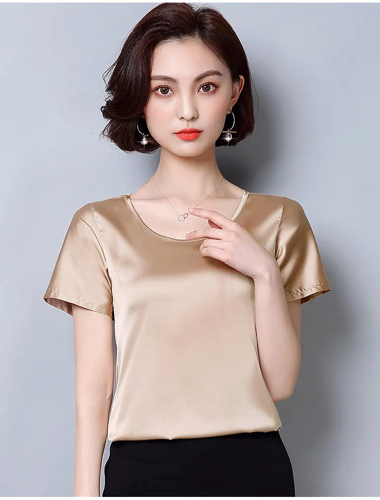 New Korea Fashion Blusas Mujer 2018 Summer Short Sleeve Plus Size Shirts Women Blouses Casual Wine Green Slik Tops Ladies (5)