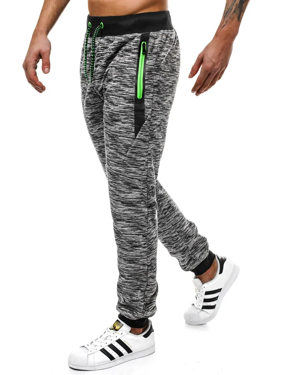 Sweatpants Men Zipper Pockets Patchwork Joggers pantalon hombre Casual Trousers Men Clothes 2019 Jogger Pants Man Pencil Pants