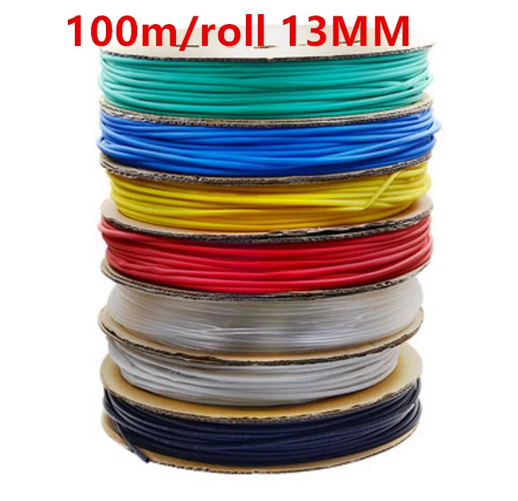 100m/roll 13MM Heat shrinkable tube heat shrink tubing Insulation casing 100m a reel 