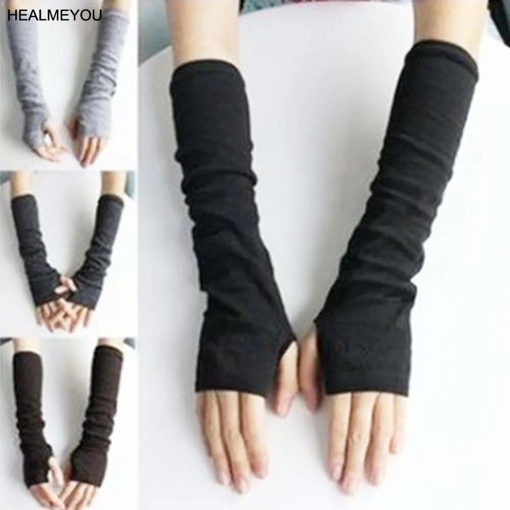 

New 1 Pair Knitted Fingerless Gloves Soft Long Mitten Winter Arm Sleeve Wristband Hot Sales