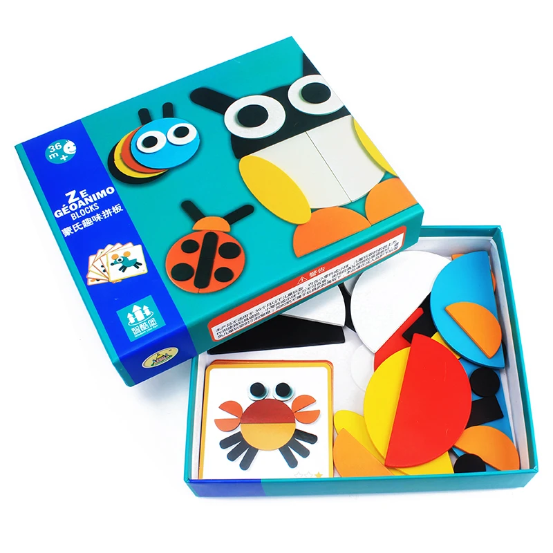 

Kids Wood Jigsaw Puzzle Colorful Clever Board Puzzle Lovely Animals Picture Card Reference Picture Early Education Kindergartens