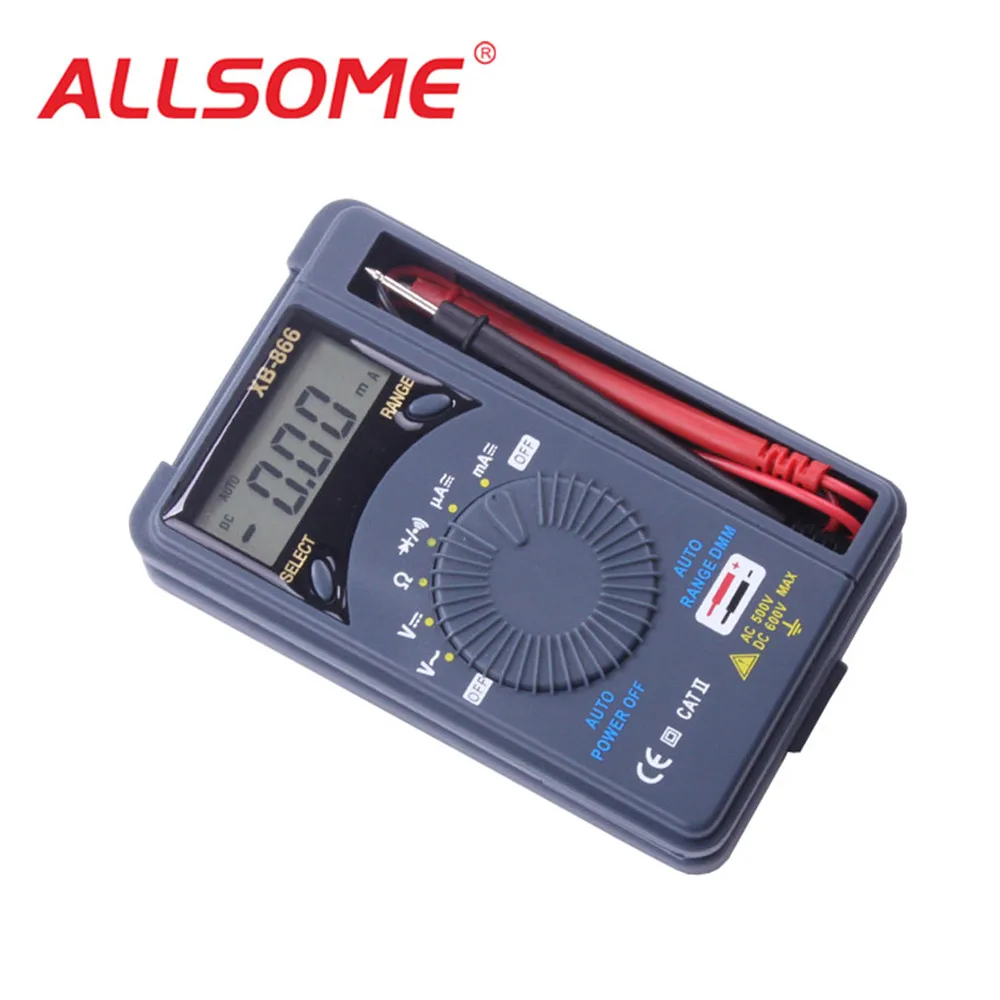 ALLSOME New XB 866 AC/DC Mini Pocket Multimeter of Led Range Auto