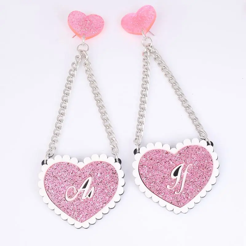 

European Fashion Jewelry Long Acrylic Pendant Big Small Heart Earrings For Women