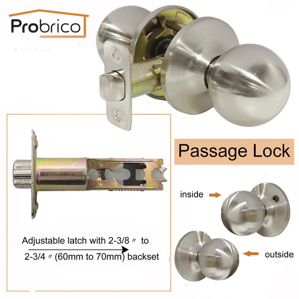 Probrico дверные ручки из нержавеющей стали, поворотный замок для входа/прохода/конфиденциальности, замки для ванной, ручки для спальни, фурнитура для дверей