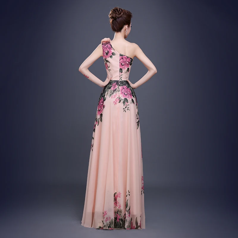 printed evening gown